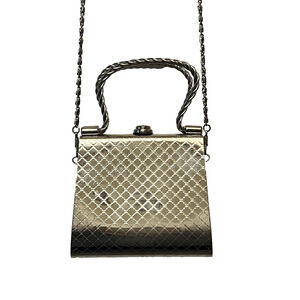 Sasha Womens Push Lock Chain Strap Top Handle Handbag Shoulder Bag Silver Metal